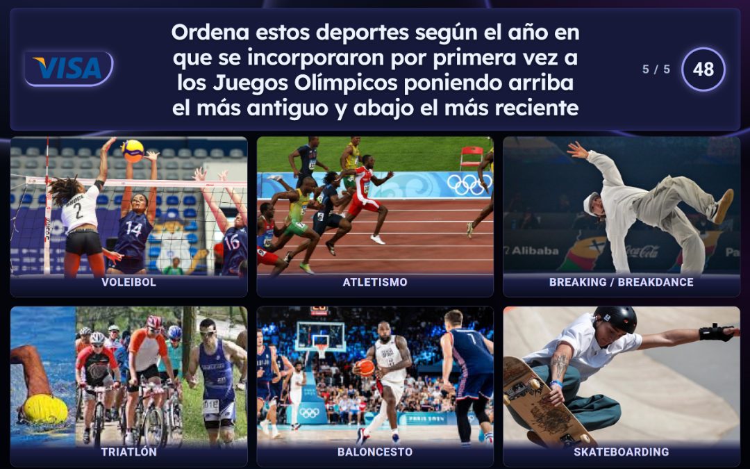 Reto de ordenar deportes según su año de incorporación a los Juegos Olímpicos